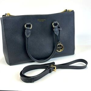HENRI BENDEL New York W 57th Carryall Purse Black and Gold Handbag